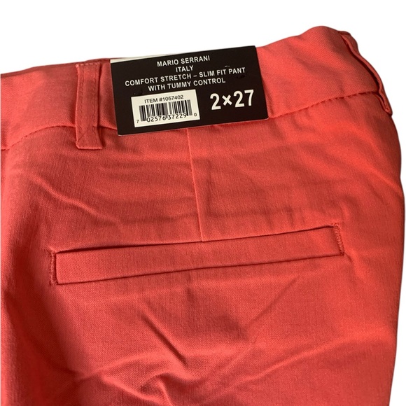 Mario Serrani Women’s Comfort Stretch Slim Fit Pants color coral size: 2 - Picture 3 of 5